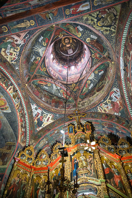 罗马尼亚苏切维察修道院美丽壁画图片素材