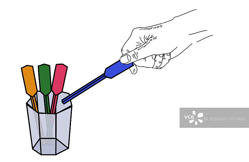 从玻璃杯中挑选选择的木棍图片素材