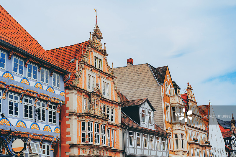 德国下萨克森州哈默林的传统半木结构房屋图片素材