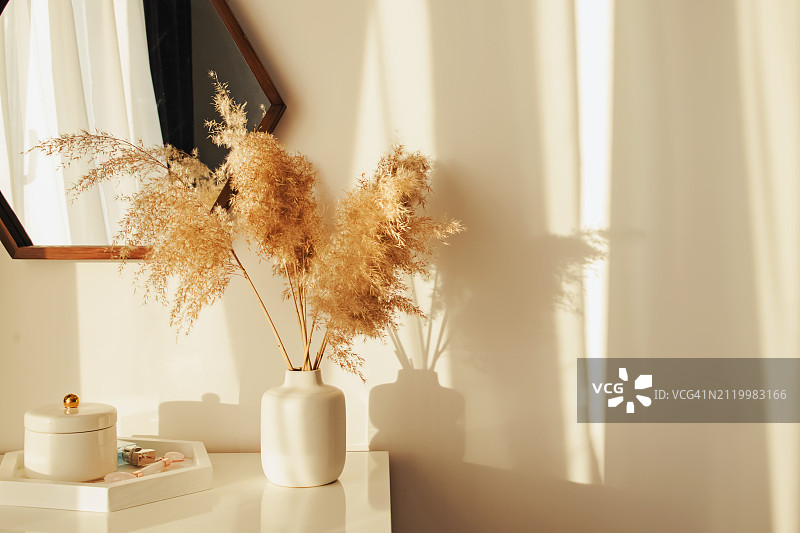 家中桌子上的花瓶特写图片素材