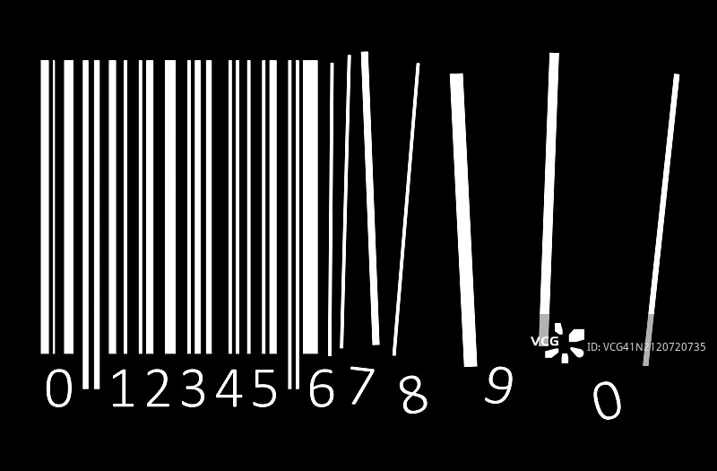 黑色背景上带有EAN码的白色条形码图片素材