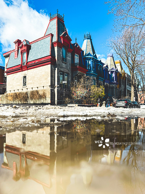 蒙特利尔的彩色房屋图片素材