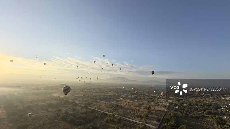 墨西哥上空热气球航拍图片素材