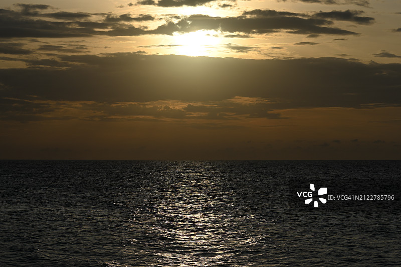 日落时大海对着天空的美景图片素材