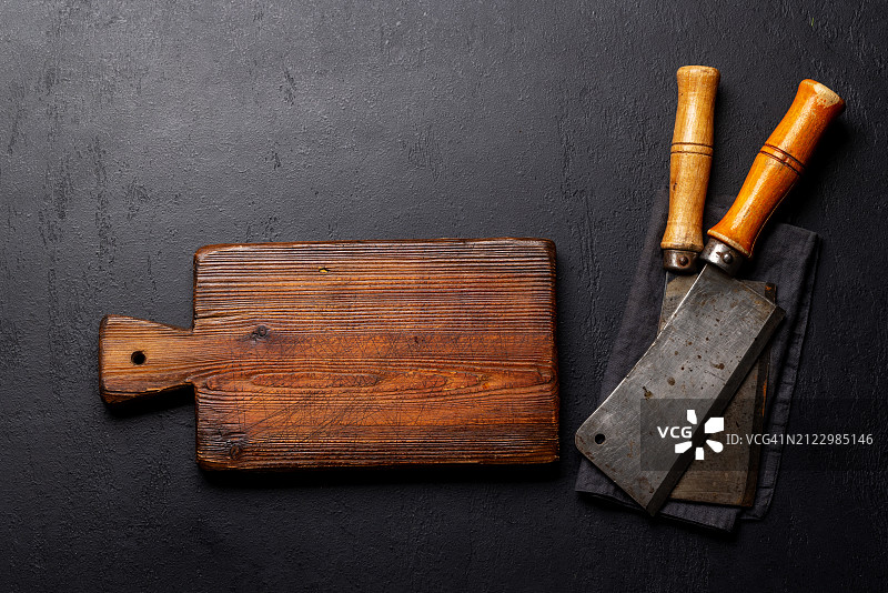 肉类屠宰刀具和砧板，美国图片素材