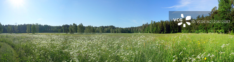 天空衬托下的田野风景图片素材