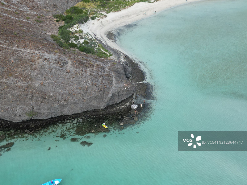 墨西哥南下加利福尼亚州拉巴斯海滩鸟瞰图图片素材