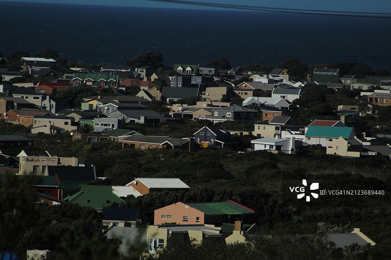 高角度的城市景观海景对天空图片素材