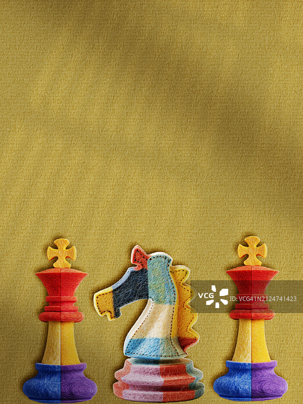 彩色毛毡国际象棋棋子图片素材