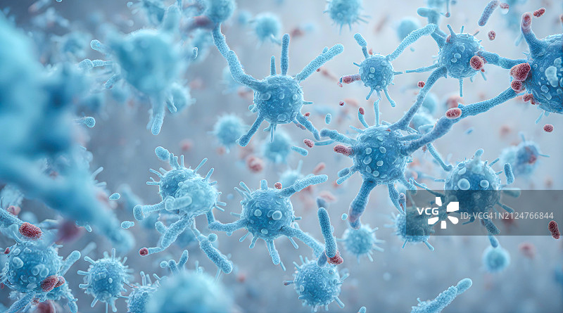 蓝色细菌显微背景图片素材