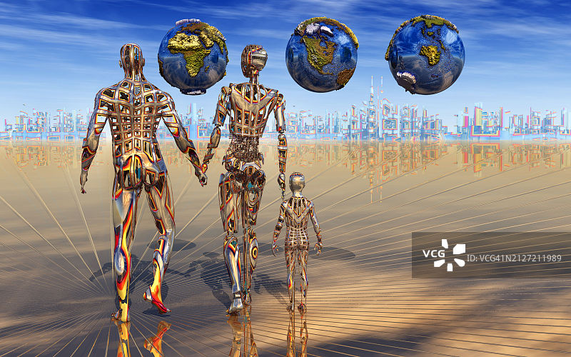 未来的超人家庭图片素材