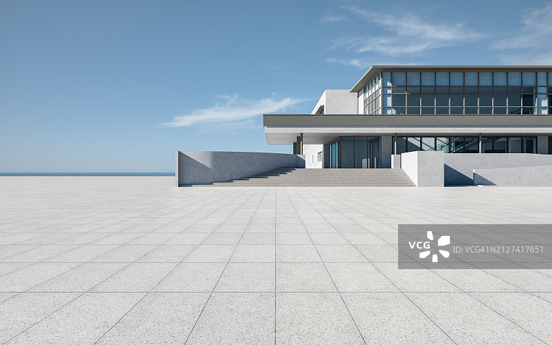 空旷的广场前的现代建筑图片素材