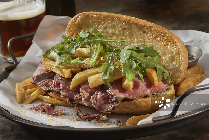 牛排薯条三明治图片素材