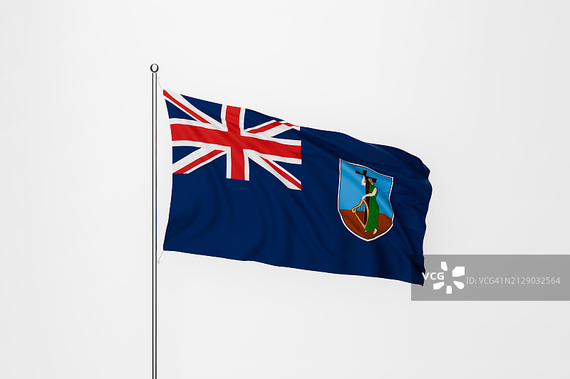 蒙特塞拉特旗帜，白色背景图片素材
