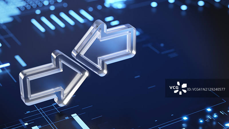 选择的概念：不同方向的两个箭头和中间的问号图片素材