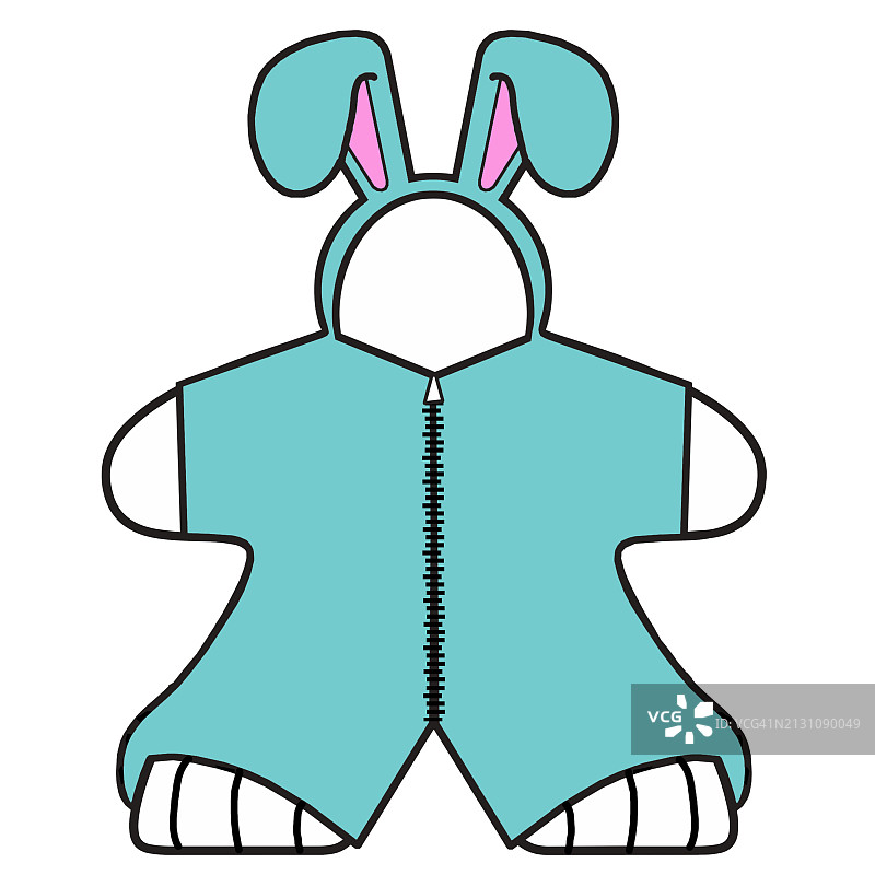 孩子穿着兔子套装或米宝形状的睡衣图片素材
