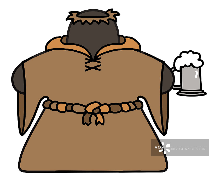 修士或僧侣拿着米宝造型的啤酒杯图片素材