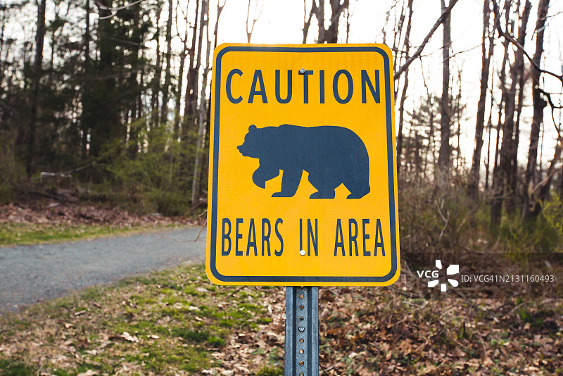 熊标志，野生动物通道标志，熊警告标志图片素材