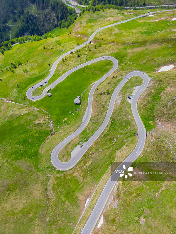 意大利多洛米蒂山塞拉山口航拍图片素材