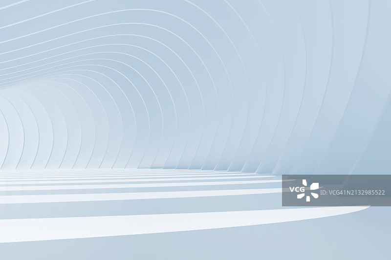 阳光照亮的室内空旷空间 - 3D渲染图片素材