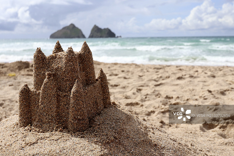 霍利韦尔海湾的沙堡图片素材