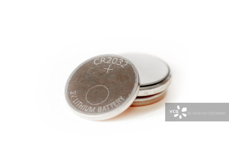 用过的CR2032锂纽扣电池图片素材