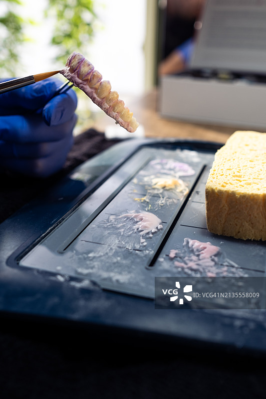 假牙制造者制作他的新作品图片素材