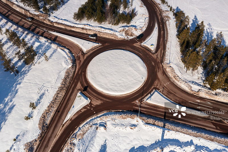 冬季环形路鸟瞰图片素材