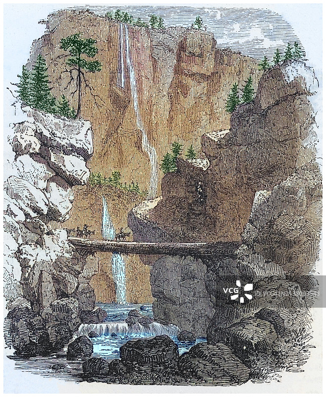 洪都拉斯圣罗莎河古版画（中美洲国家）图片素材