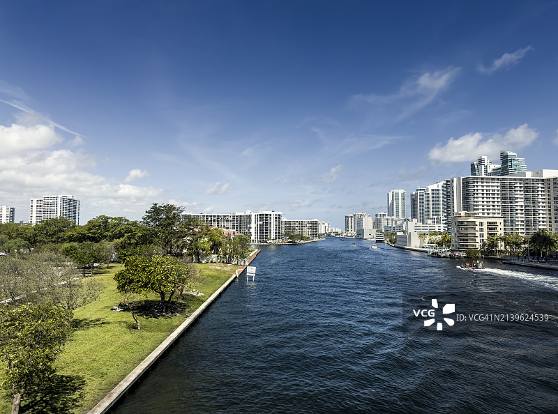 美国佛罗里达州好莱坞的沿海水道图片素材