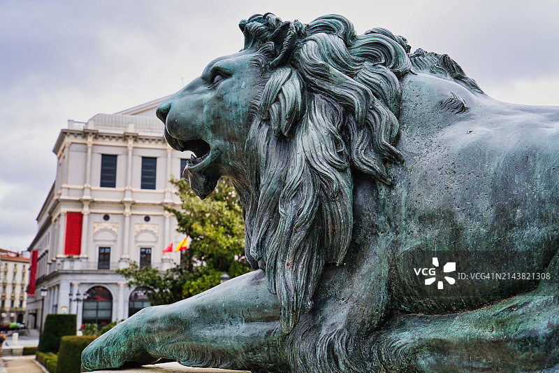 西班牙马德里费利佩四世纪念碑特写图片素材