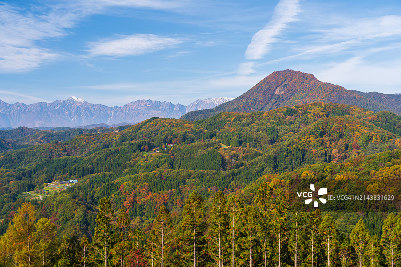 长野县日本阿尔卑斯山的秋景图片素材