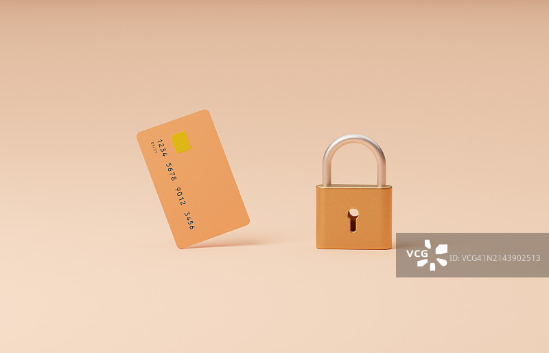 锁旁边的信用卡图片素材