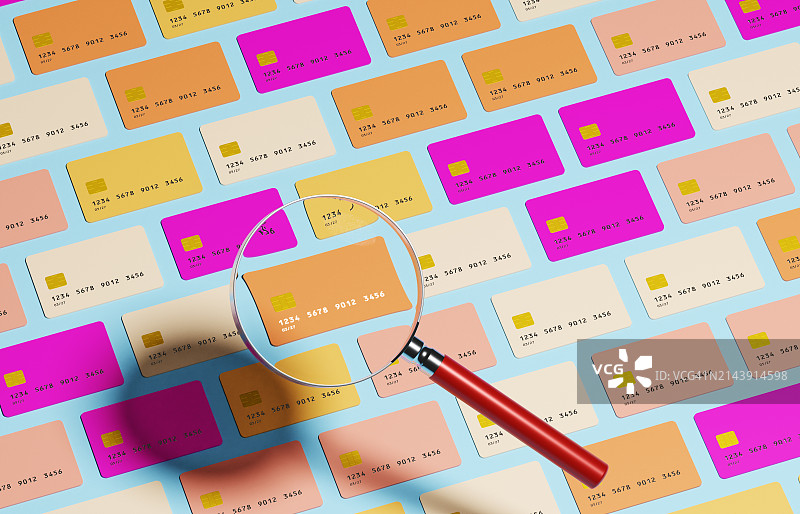 放大镜下的信用卡图片素材