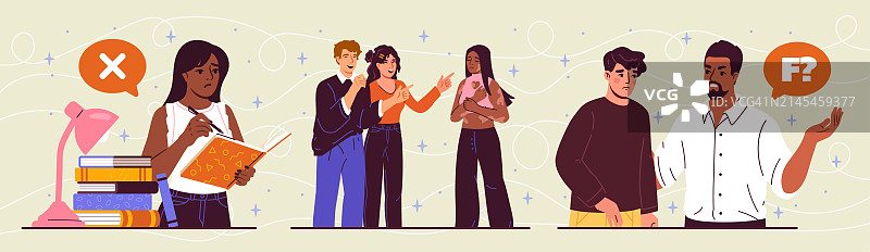 青少年压力矢量图图片素材