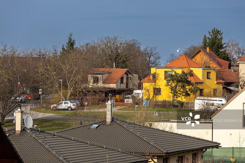 彩色房屋的住宅区图片素材