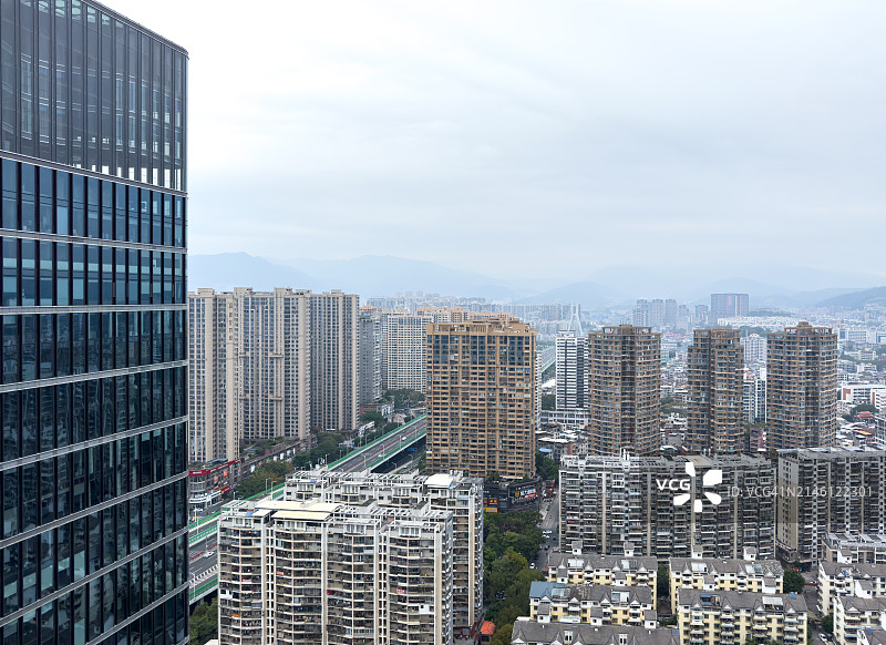 城市景观高角度视图图片素材