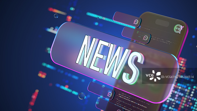 新闻概念，智能手机上的文本图片素材