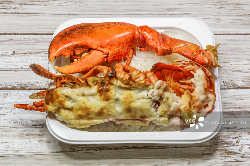 焗烤龙虾饭（一次性塑料盒装）图片素材