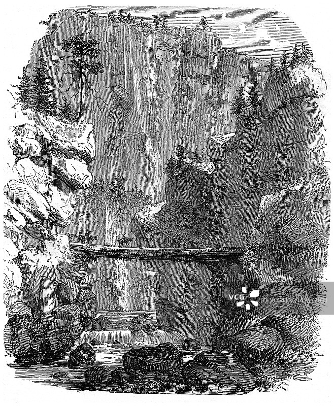 洪都拉斯圣罗莎河古版画（中美洲国家）图片素材