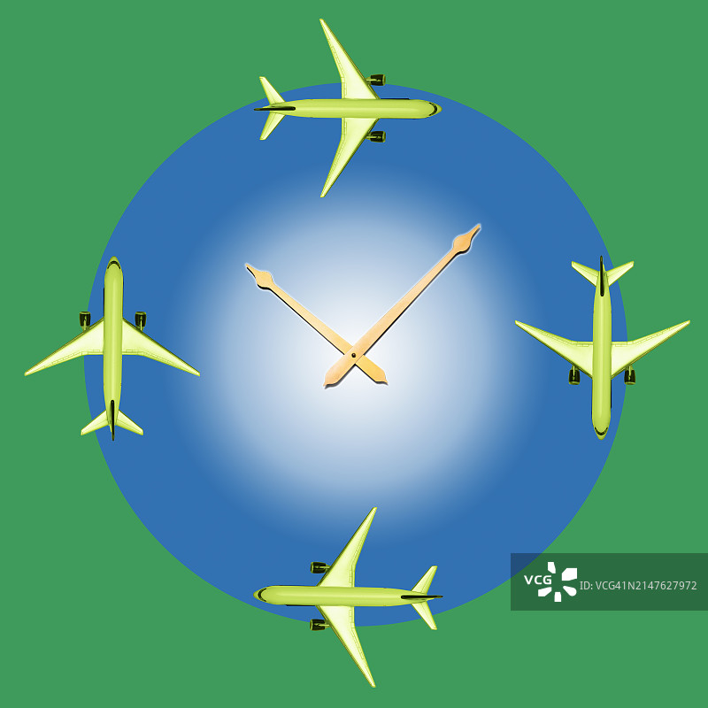 航空旅行/时间概念 - 4架飞机图片素材