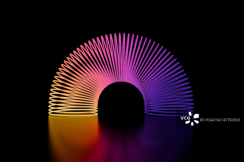 黑色背景上的霓虹灯弹簧图片素材