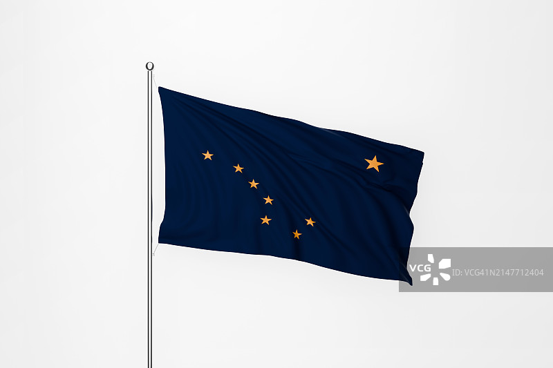 白色背景下的阿拉斯加州旗图片素材