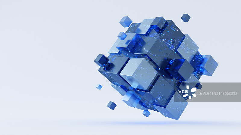 数据立方体抽象立方结构技术研究和数字建筑的象征图片素材