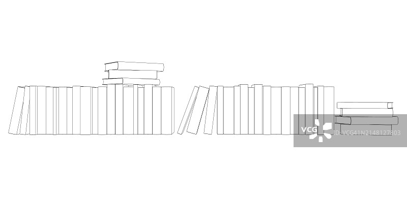 一排书本轮廓极简主义矢量插图设计图片素材