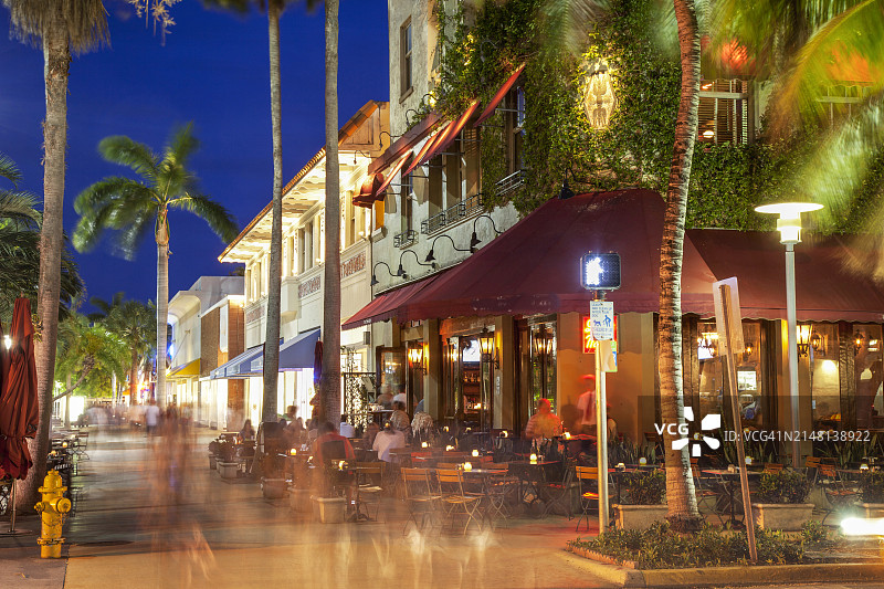 美国迈阿密海滩林肯路黄昏图片素材