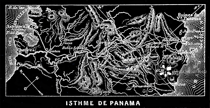 古老雕刻画：巴拿马地峡图片素材