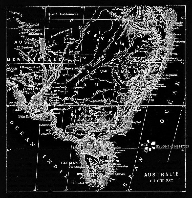澳大利亚大陆（东南侧）古老地图图片素材