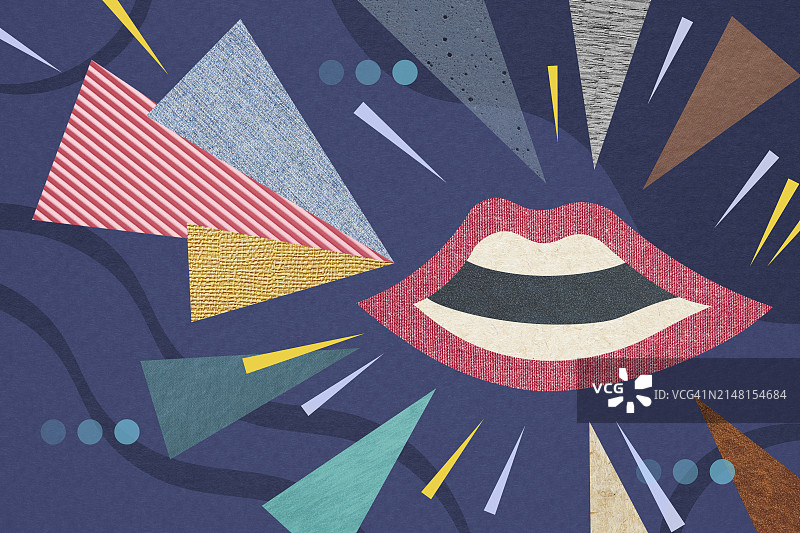 带有语音标记和加载符号的嘴巴图片素材