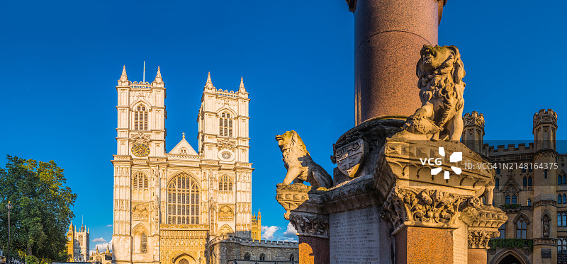 伦敦威斯敏斯特教堂及战争纪念碑全景图片素材